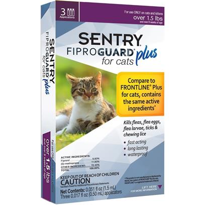 3-PACK SENTRY FiproGuard Plus Flea & Tick Spot-On for Cats Over 1.5 lbs picture