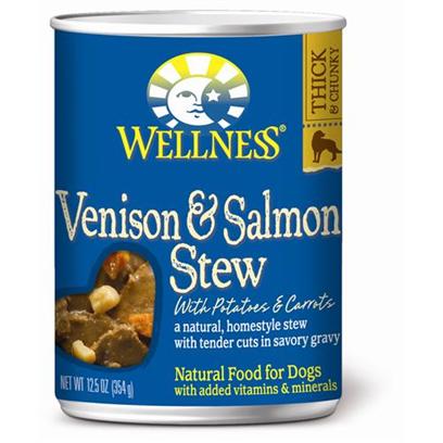 Wellness Canned Dog Food for Adult Dogs Venison & Salmon Stew with Potatoes & Carrots 12.5 oz cans / case of 12 picture